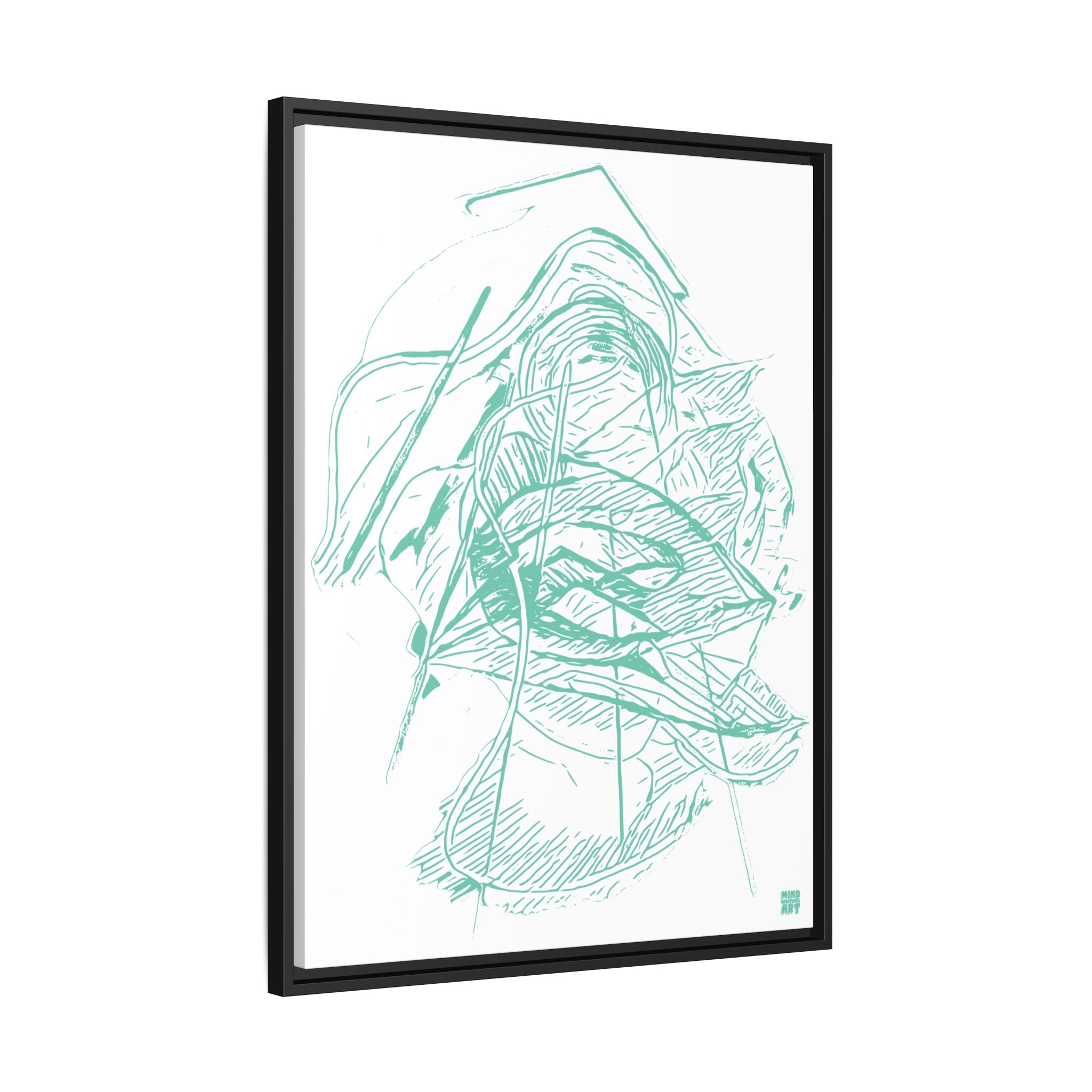 Dive Reflex (Teal, White Background) Matte Canvas, Framed