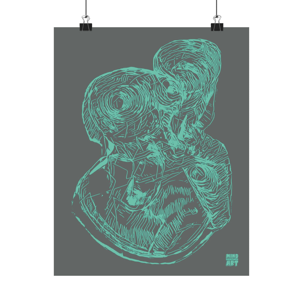 Curiosity (Teal, Dark Gray Background) Matte Poster