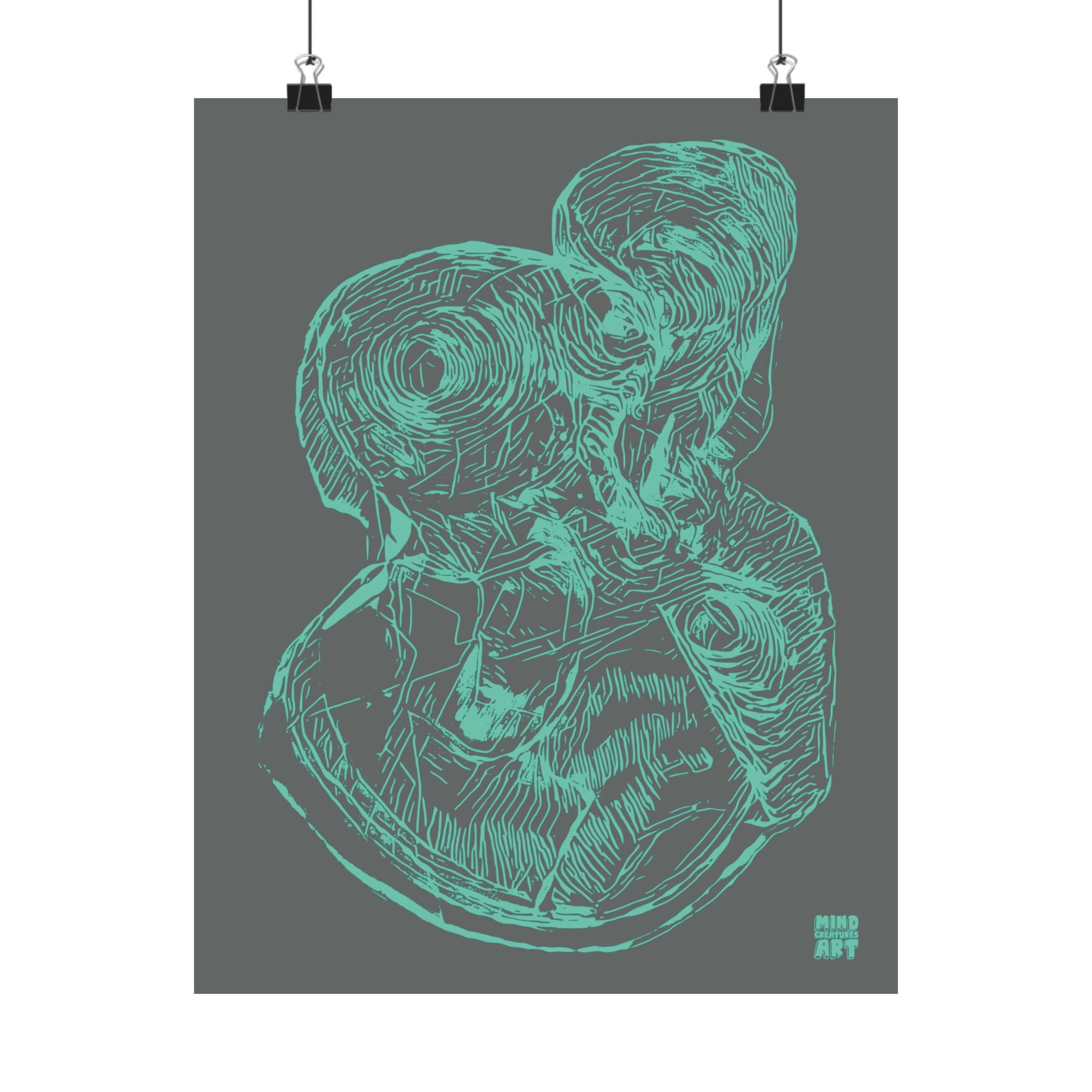 Curiosity (Teal, Dark Gray Background) Matte Poster