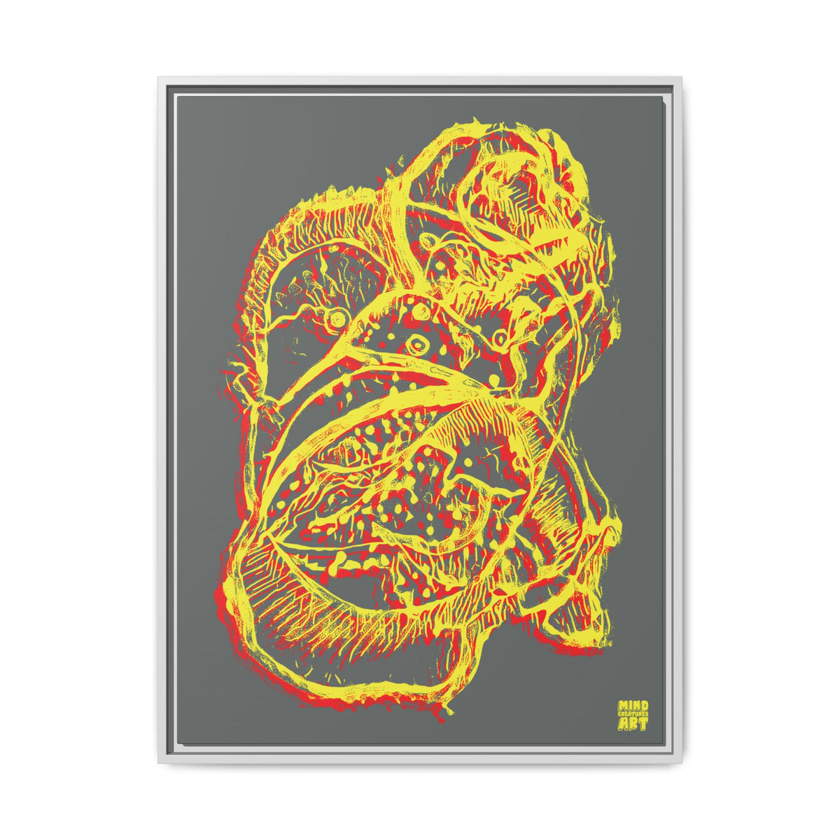 Exploration (Blur, Red & Yellow, Dark Gray Background) Matte Canvas, Framed