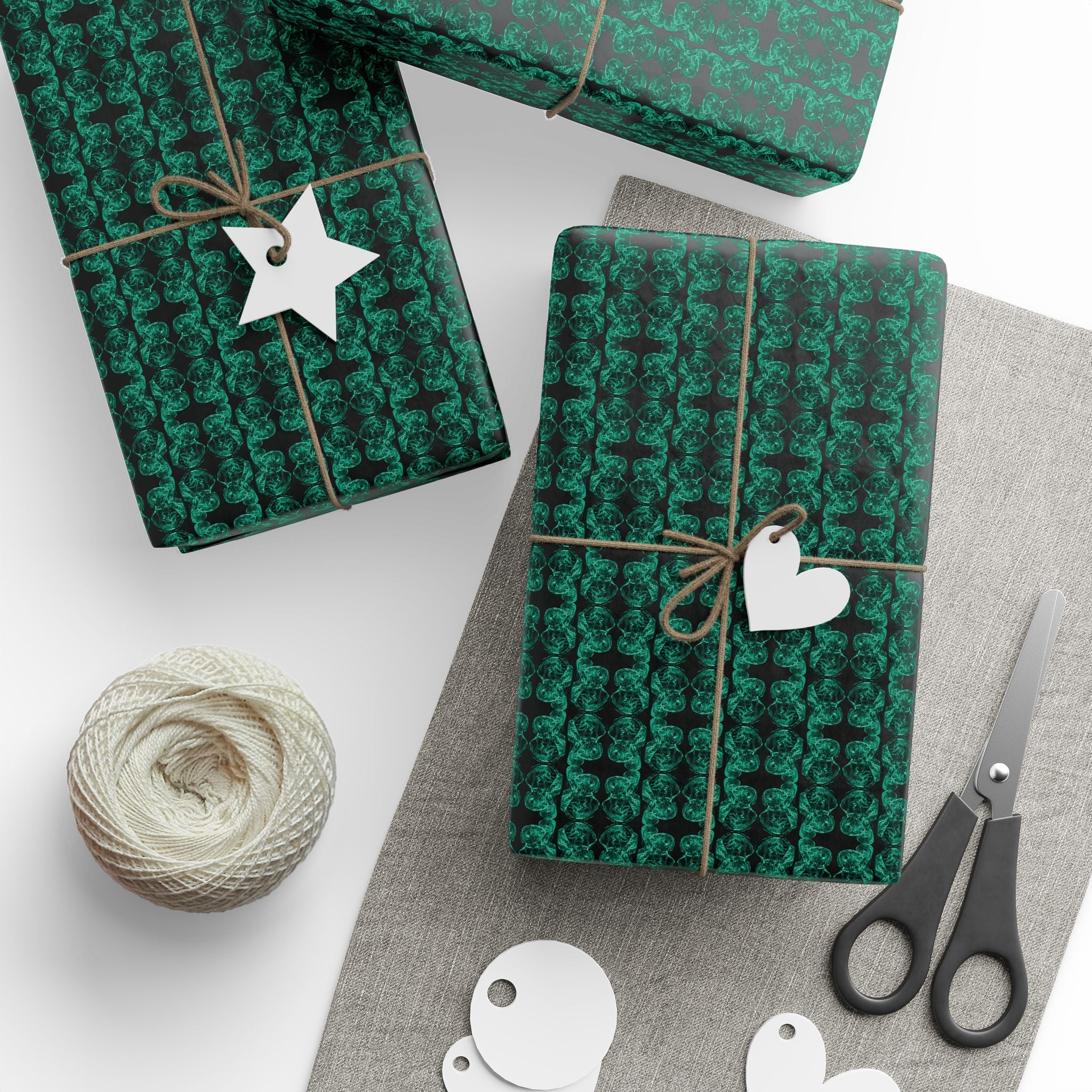 Curiosity (Emerald, Black Background) Heavy Wrapping Paper