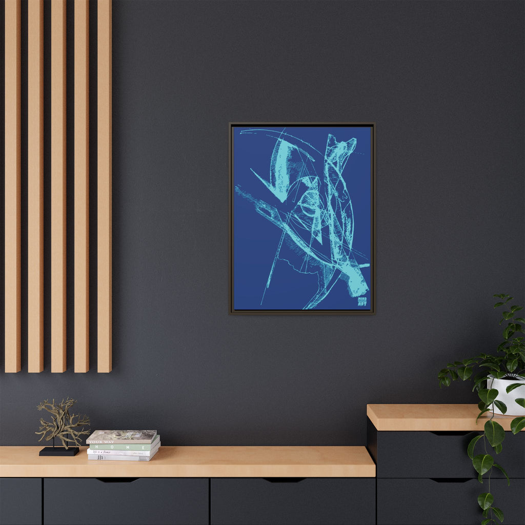 Watching (Aqua, Dark Blue Background) Matte Canvas, Framed