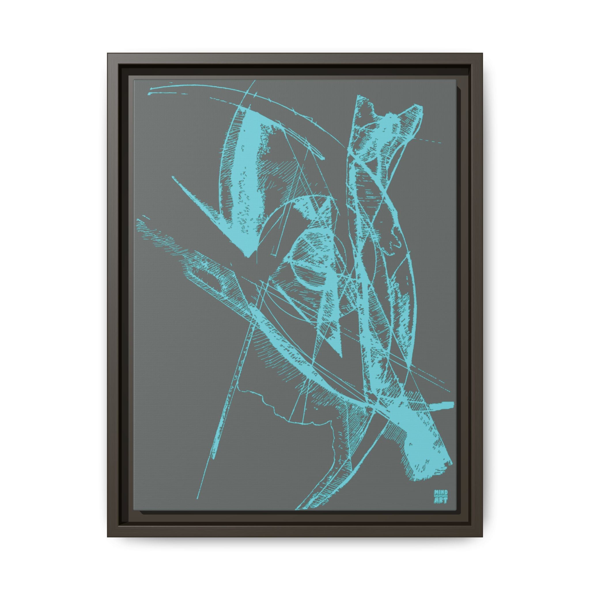 Watching (Aqua, Dark Gray Background) Matte Canvas, Framed
