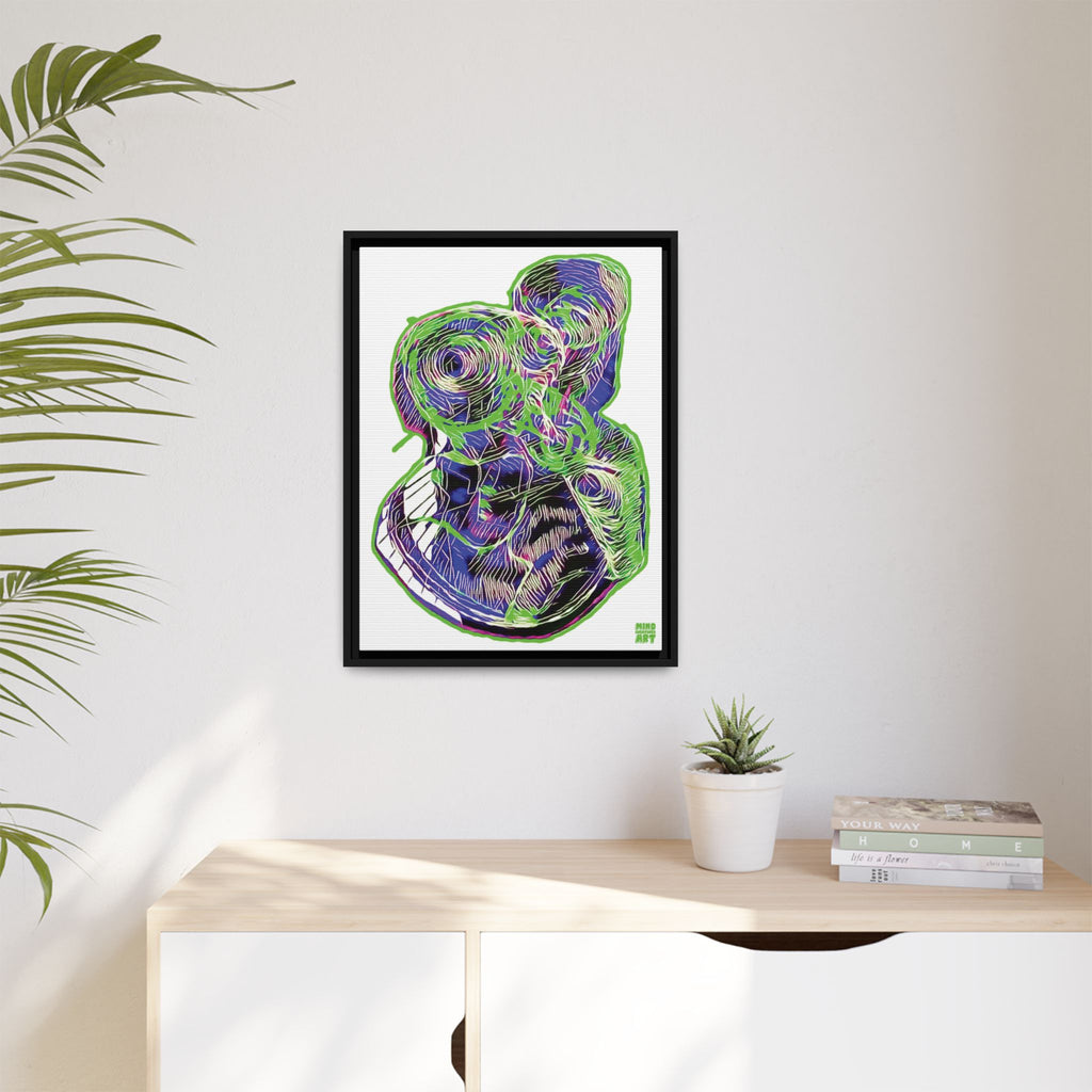 Curiosity (Electric Green, White Background) Matte Canvas, Framed