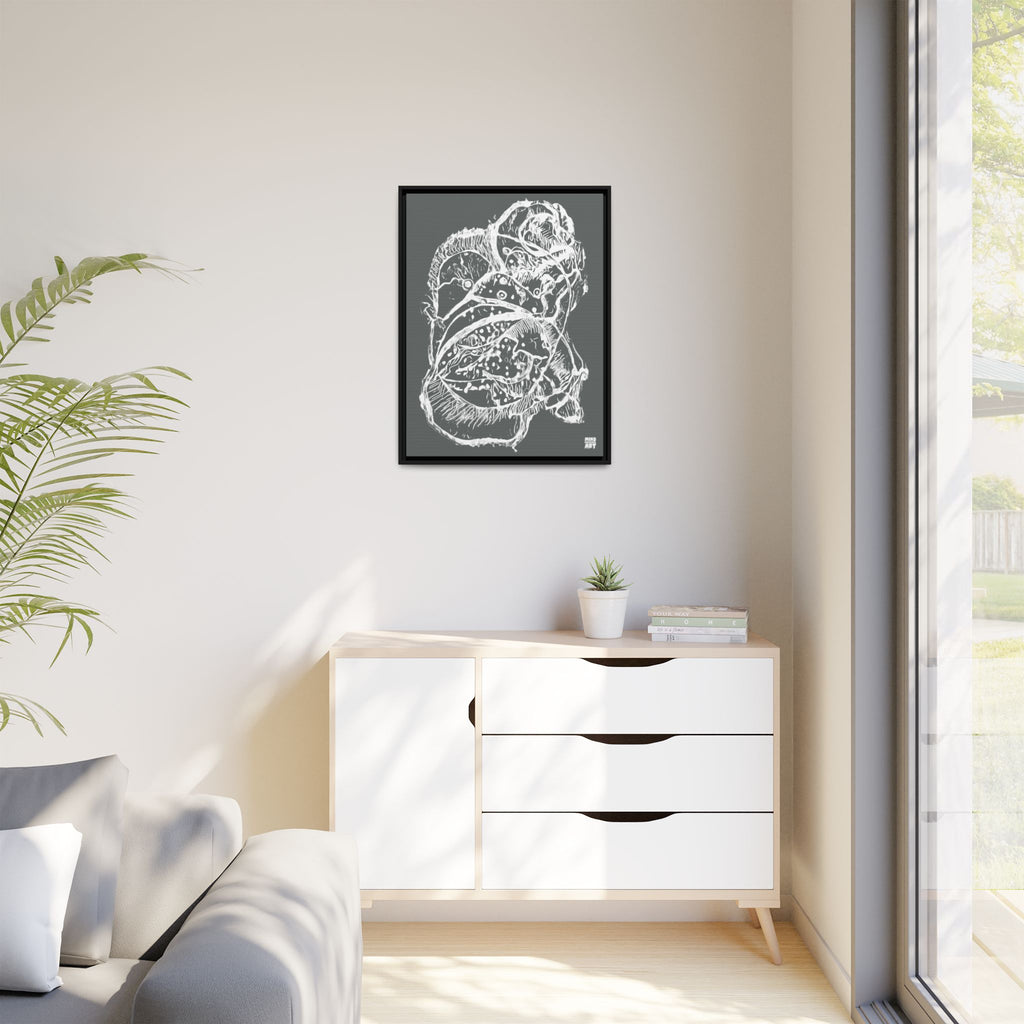 Exploration (White, Dark Gray Background) Matte Canvas, Framed
