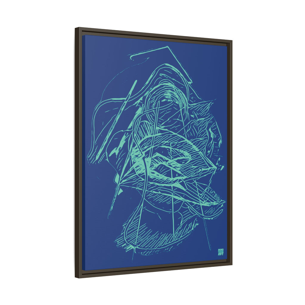 Dive Reflex (Teal, Dark Blue Background) Matte Canvas, Framed