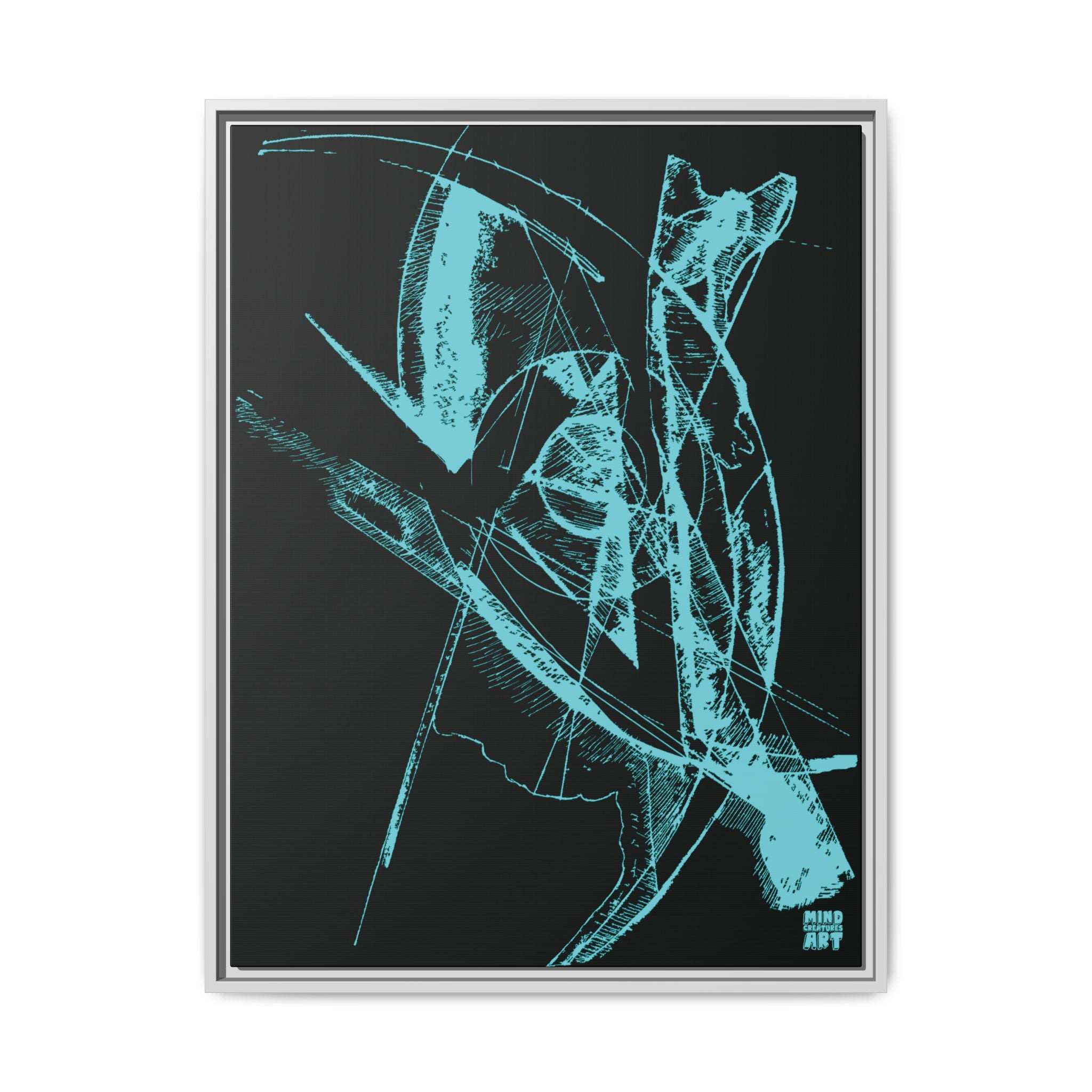 Watching (Aqua, Black Background) Matte Canvas, Framed