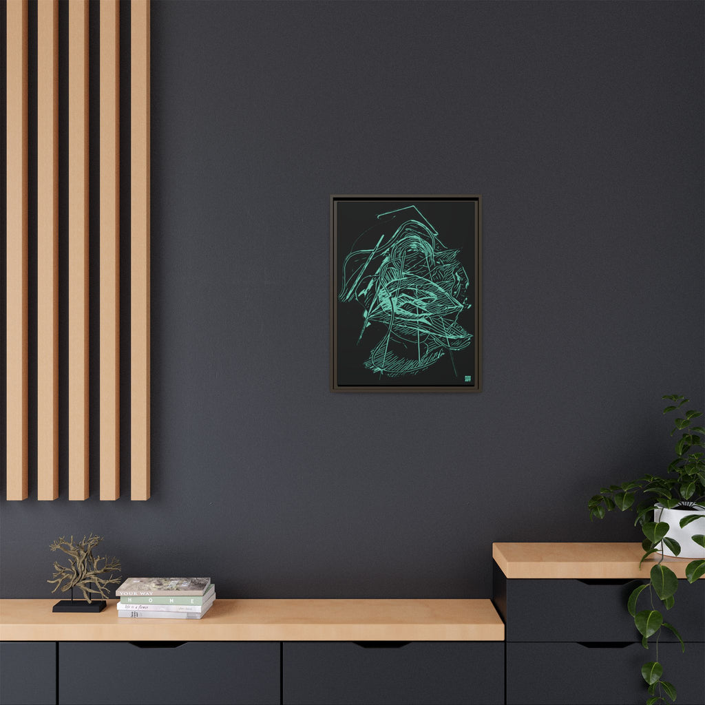 Dive Reflex (Teal, Black Background) Matte Canvas, Framed