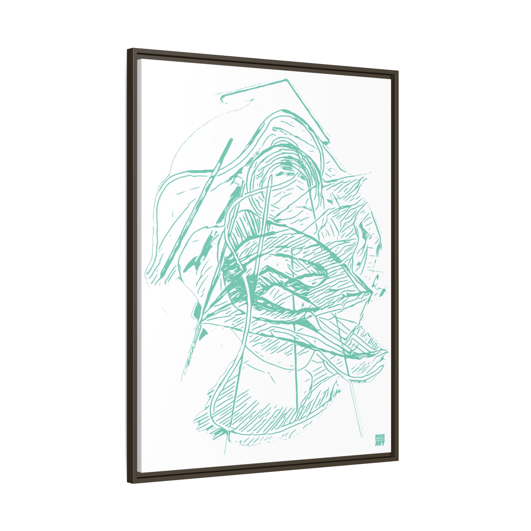 Dive Reflex (Teal, White Background) Matte Canvas, Framed
