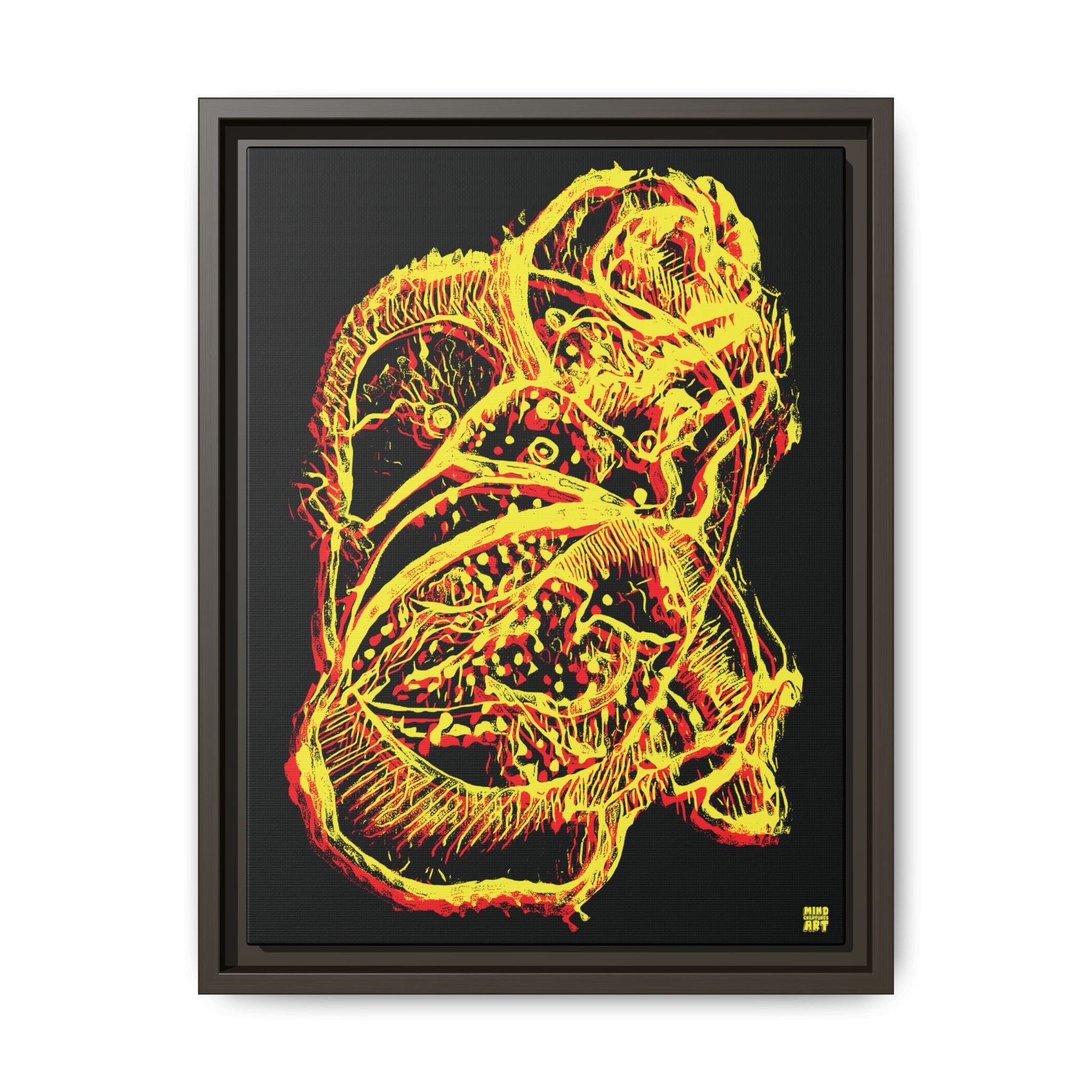 Exploration (Blur, Red & Yellow, Black Background) Matte Canvas, Framed