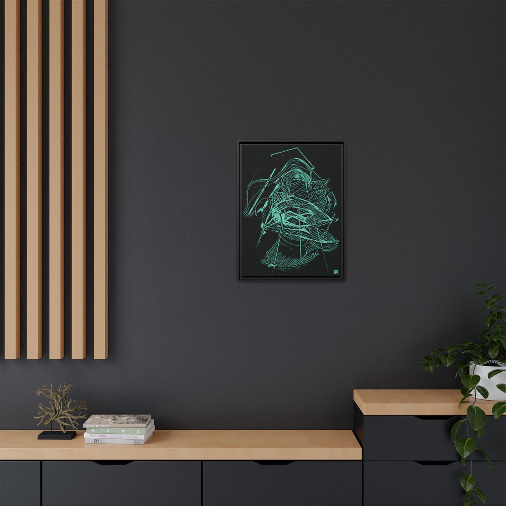 Dive Reflex (Teal, Black Background) Matte Canvas, Framed