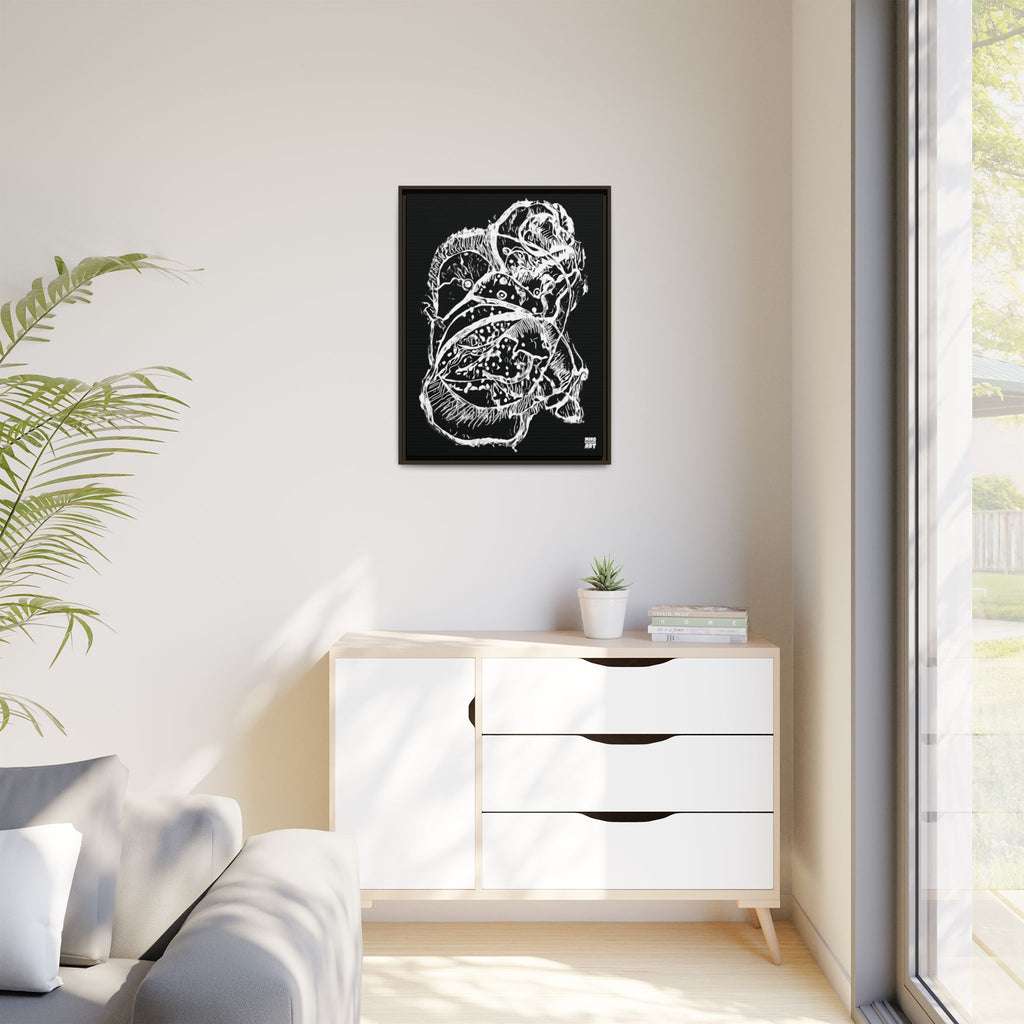 Exploration (White, Black Background) Matte Canvas, Framed
