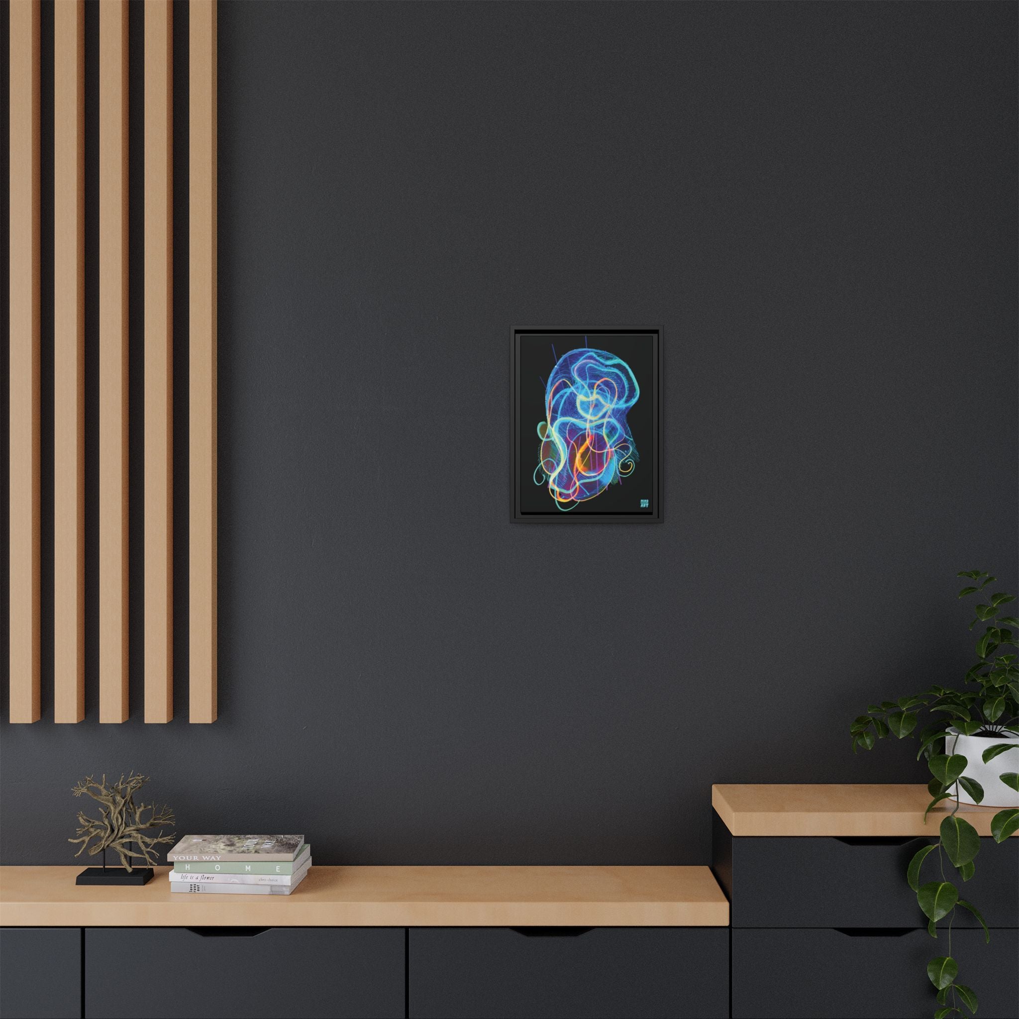 Davy Jones (Electric Blue, Black Background) Matte Canvas, Framed