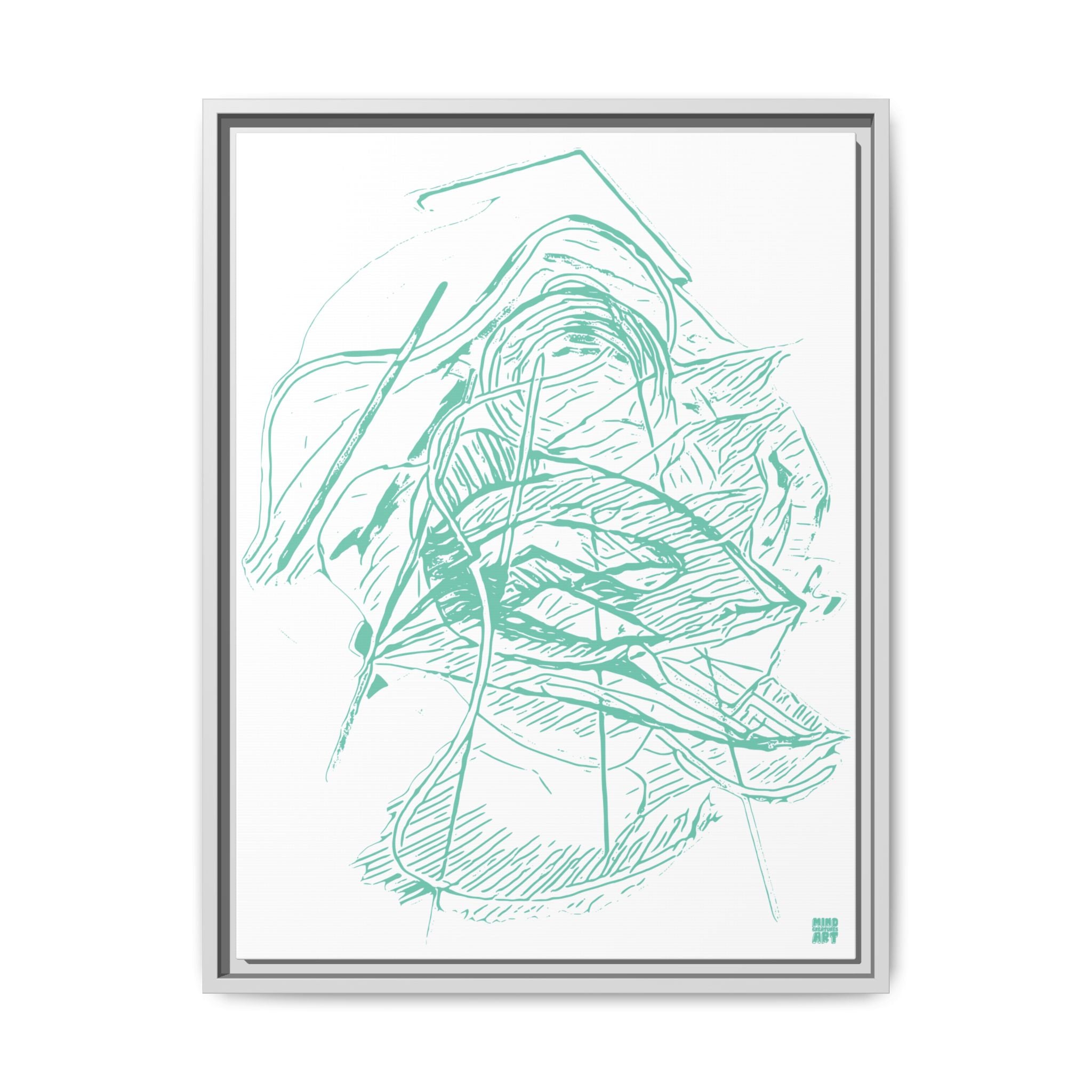 Dive Reflex (Teal, White Background) Matte Canvas, Framed