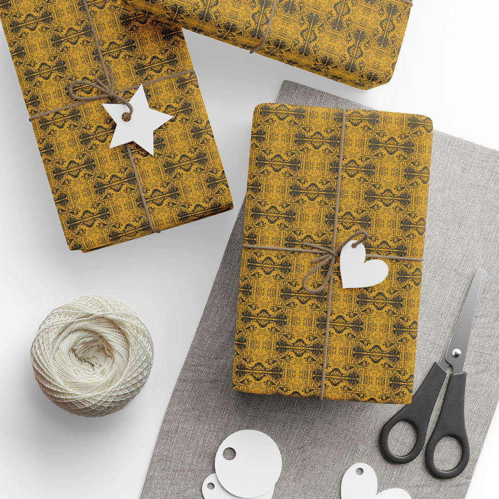 Love (Black, Yellow Background) Heavy Wrapping Paper