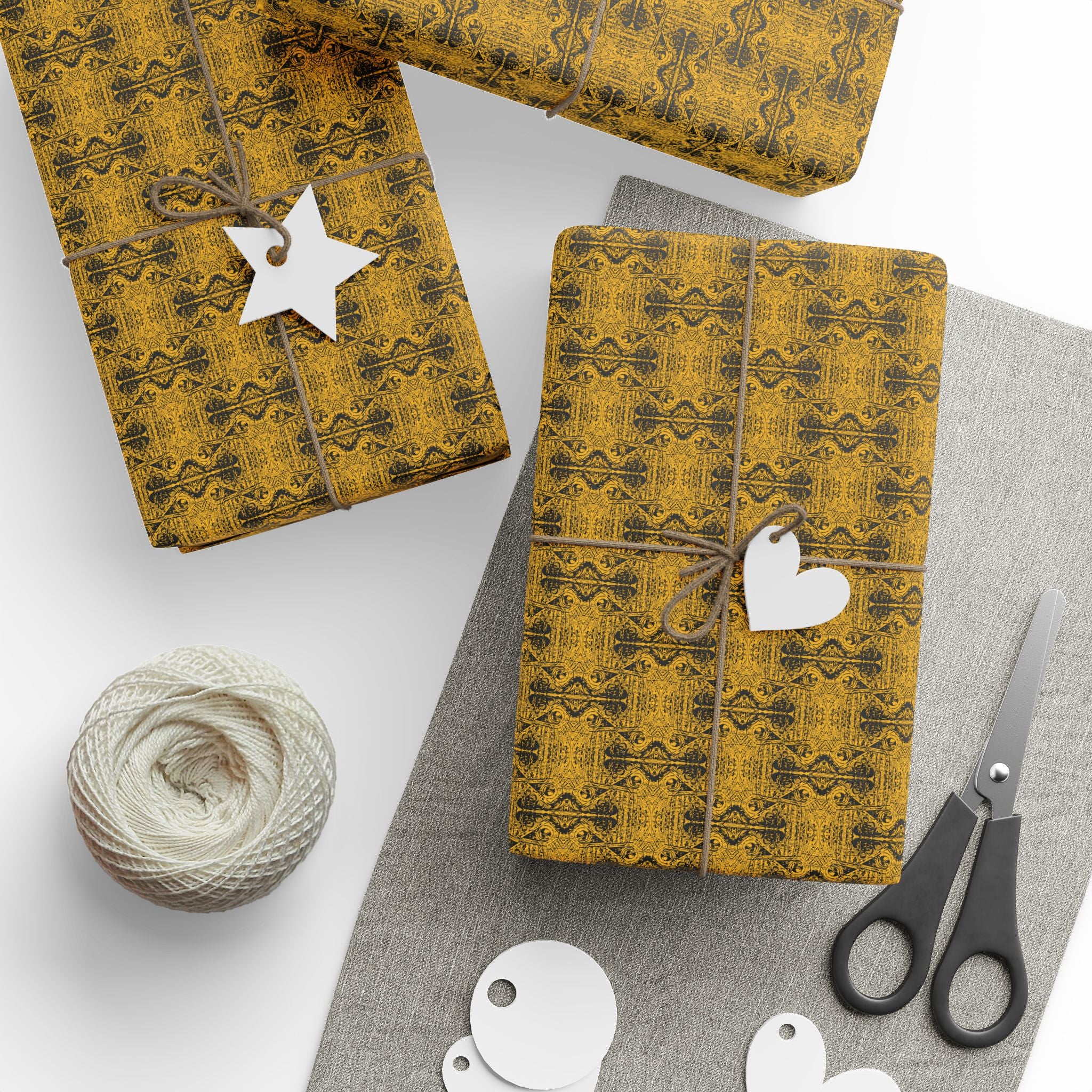 Love (Black, Yellow Background) Heavy Wrapping Paper