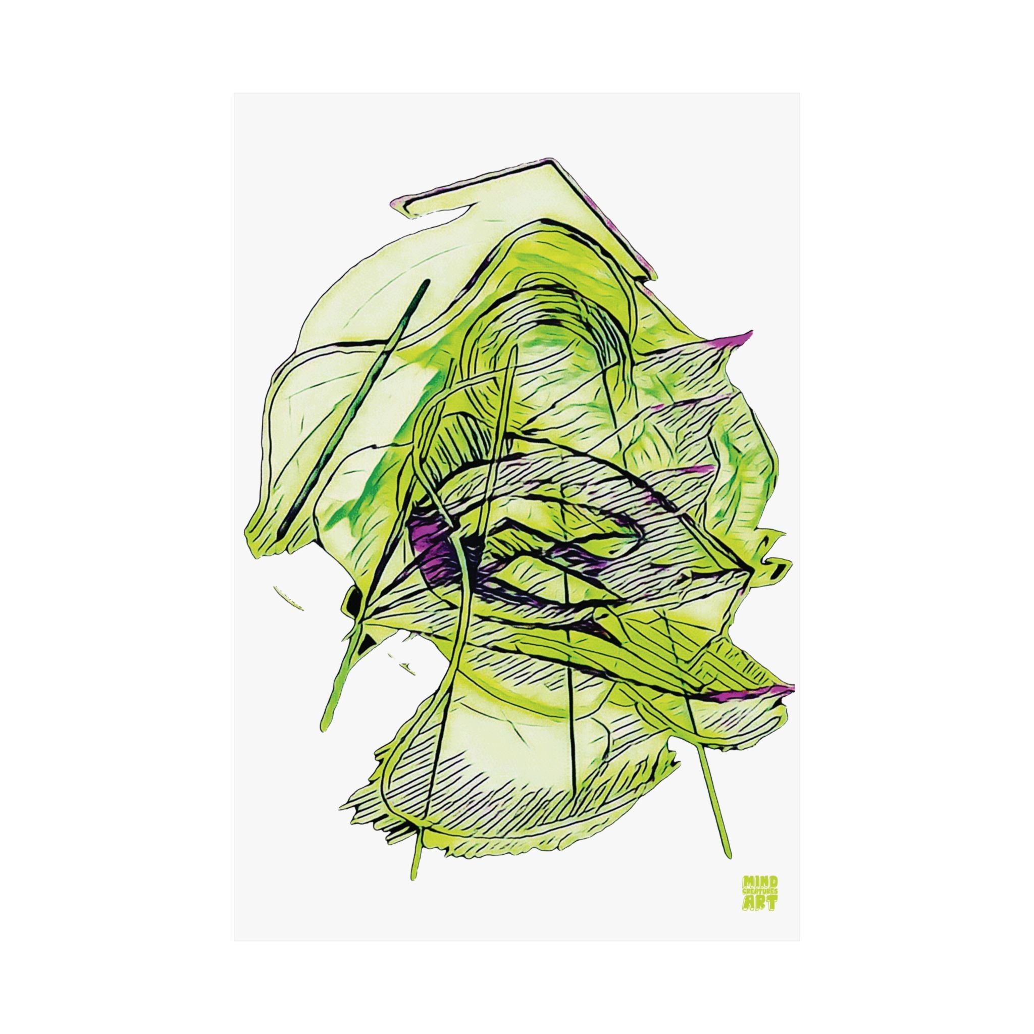 Dive Reflex (Lime, White Background) Matte Poster