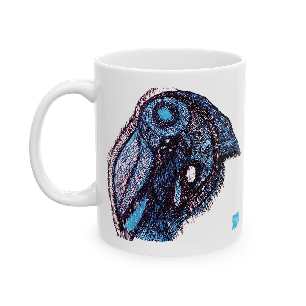 Who Are You? (Blue) White Ceramic Mug, (11oz, 15oz)