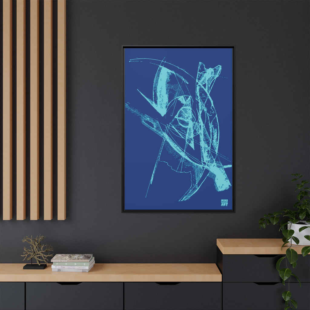 Watching (Aqua, Dark Blue Background) Matte Canvas, Framed