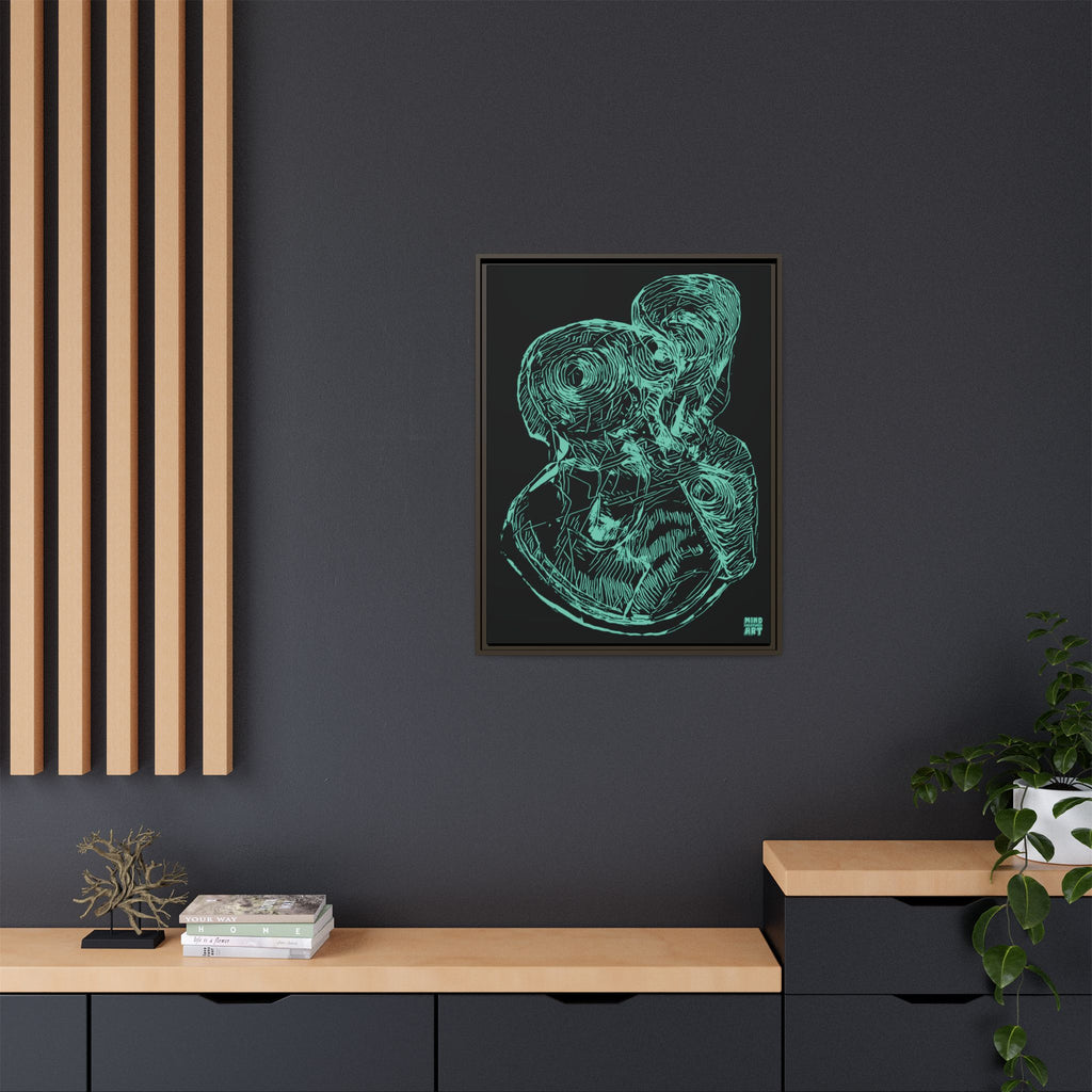Curiosity (Teal, Black Background) Matte Canvas, Framed