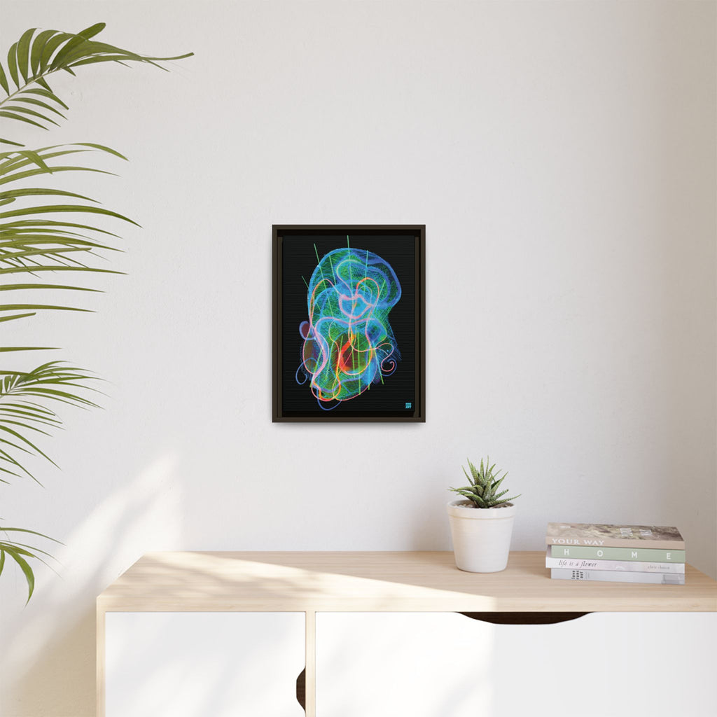 Davy Jones (Electric Blue & Green, Black Background) Matte Canvas, Framed