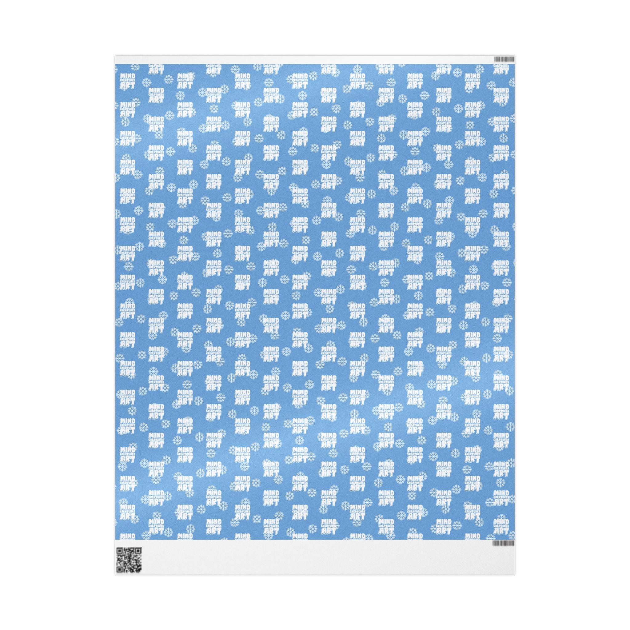MCA Logo & Snowflake (White, Light Blue Background) Heavy Wrapping Paper