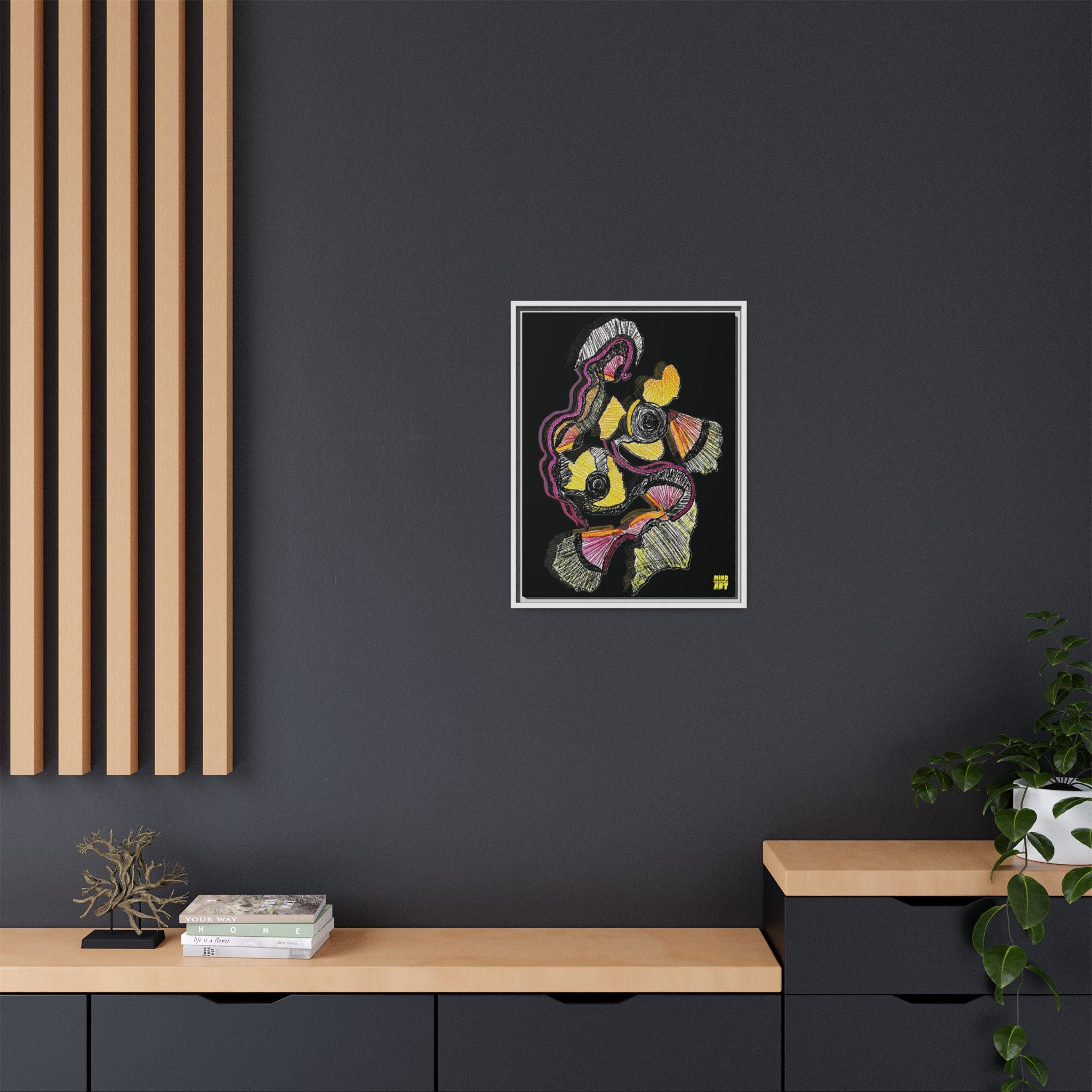 Crimson Teacher (Black Background) Matte Canvas, Framed