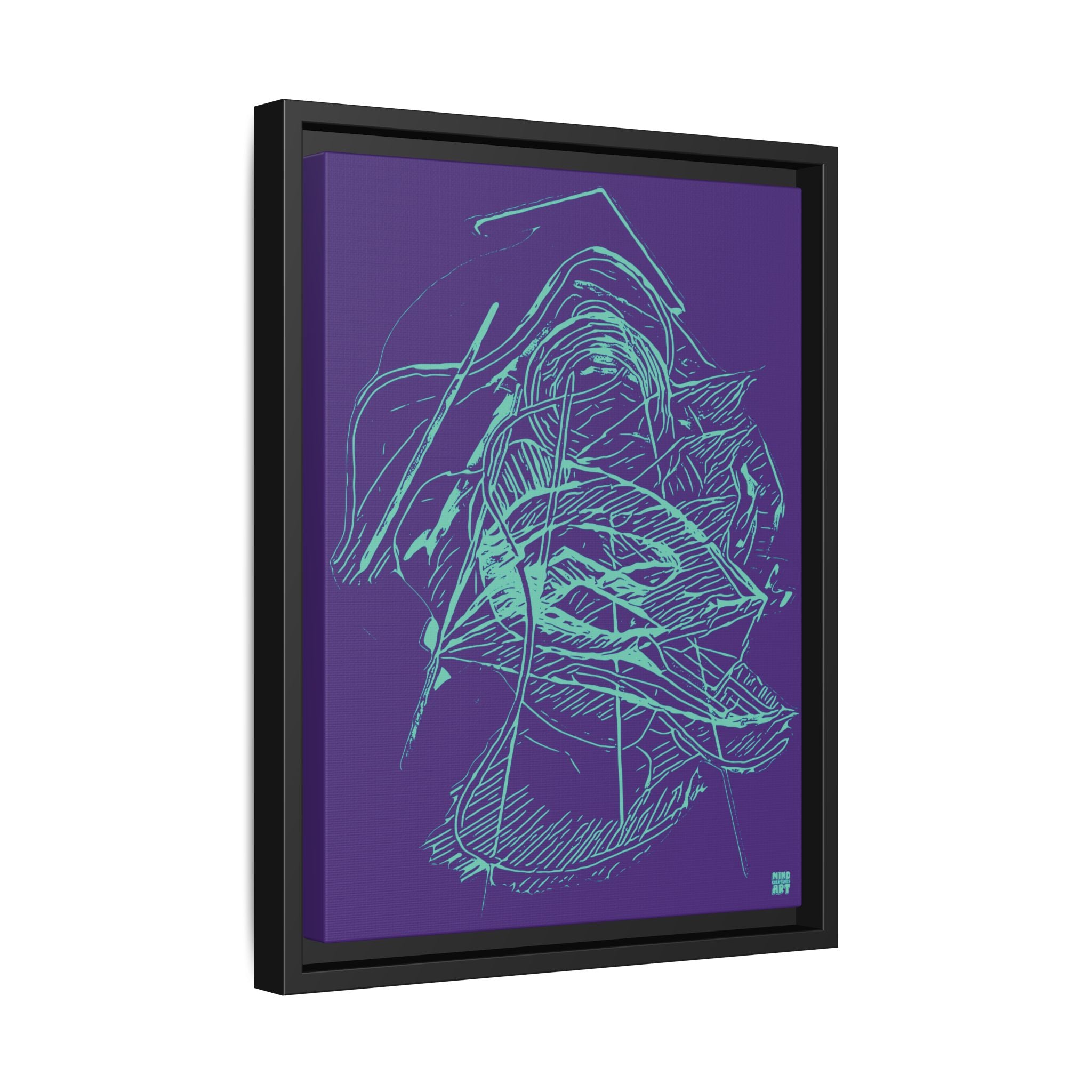 Dive Reflex (Teal, Purple Background) Matte Canvas, Framed