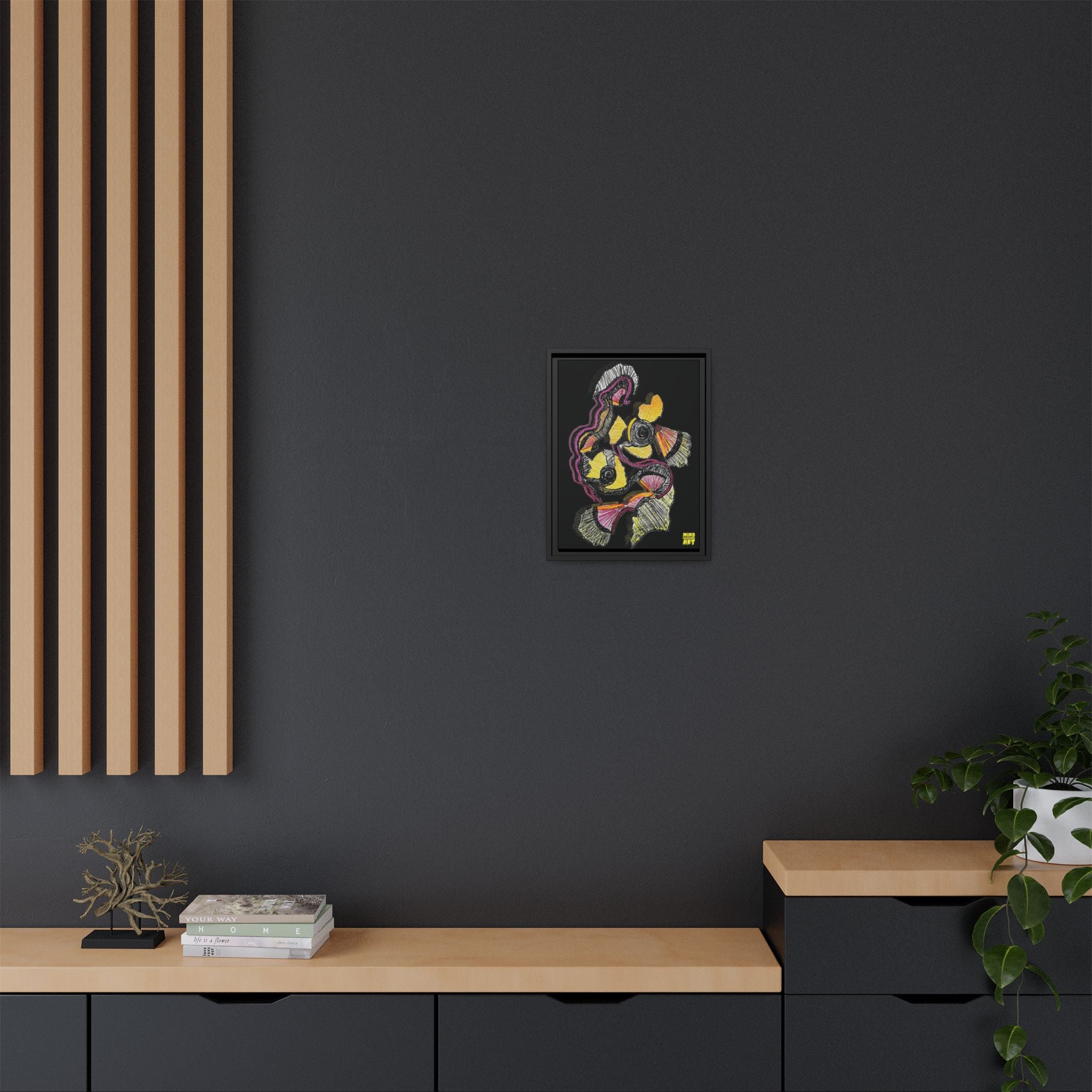 Crimson Teacher (Black Background) Matte Canvas, Framed