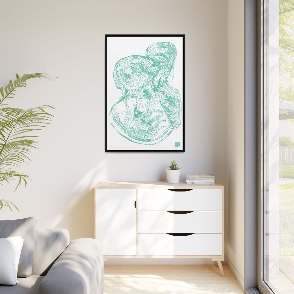 Curiosity (Teal, White Background) Matte Canvas, Framed