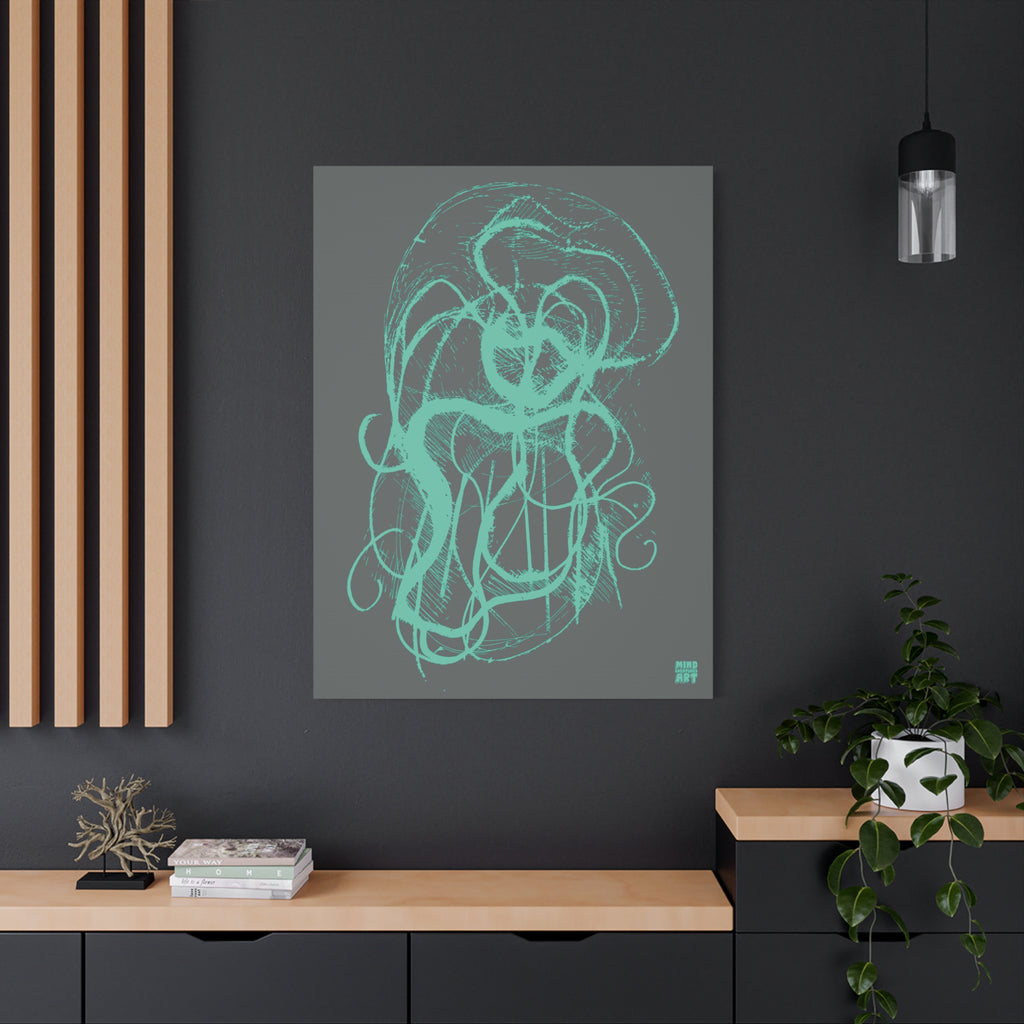 Davy Jones (Teal, Dark Gray Background) Matte Canvas, Stretched, 1.25"