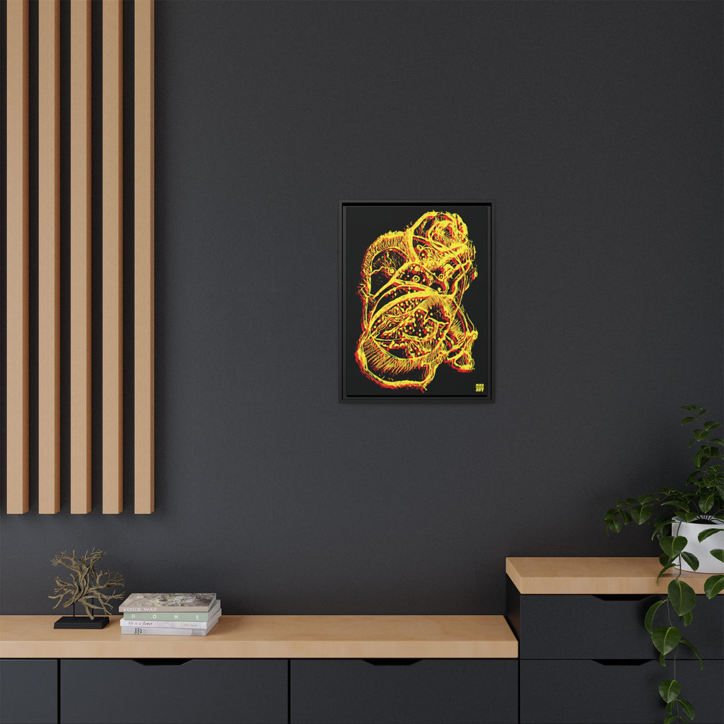 Exploration (Blur, Red & Yellow, Black Background) Matte Canvas, Framed