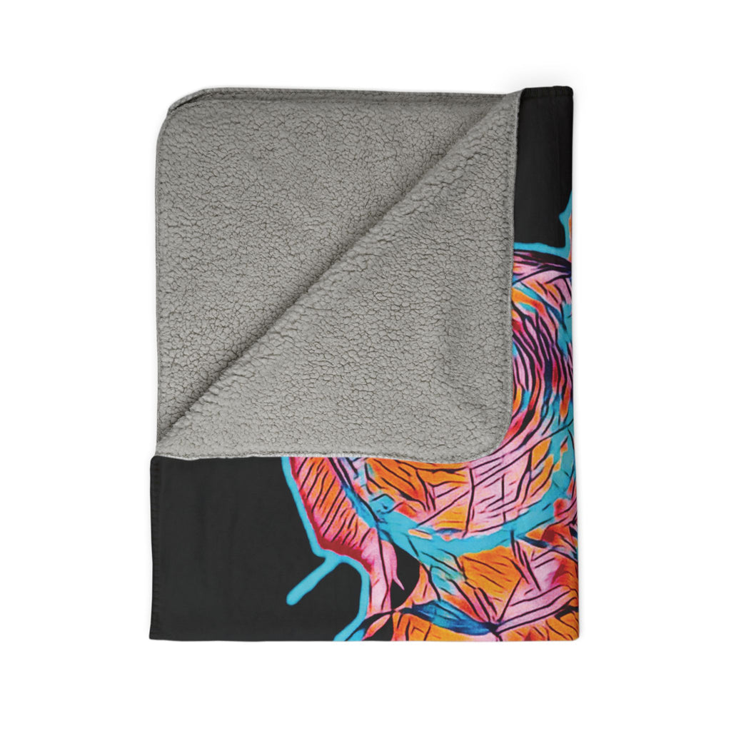 Curiosity (Pink, Black Background) Fleece Sherpa Blanket
