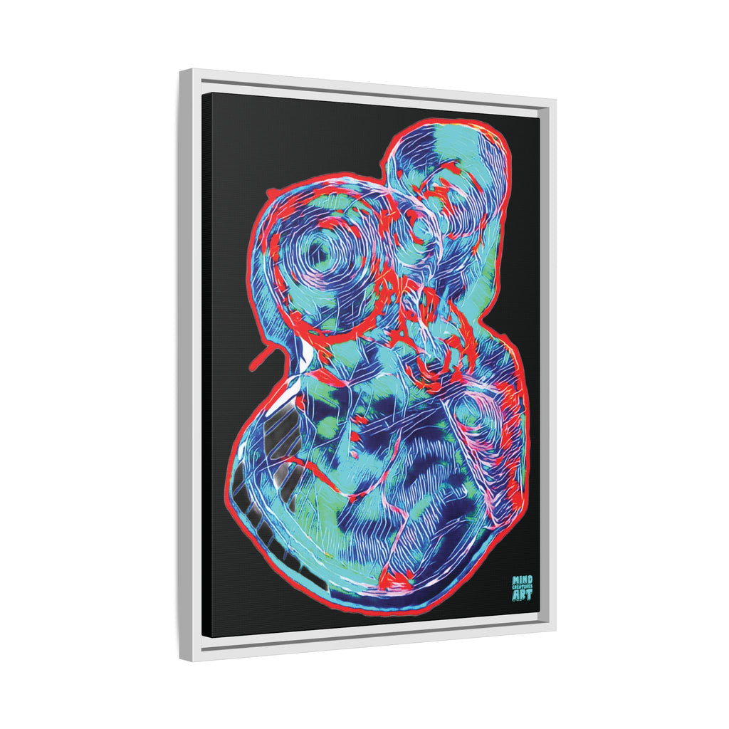Curiosity (Red & Teal), Black Background) Matte Canvas, Framed