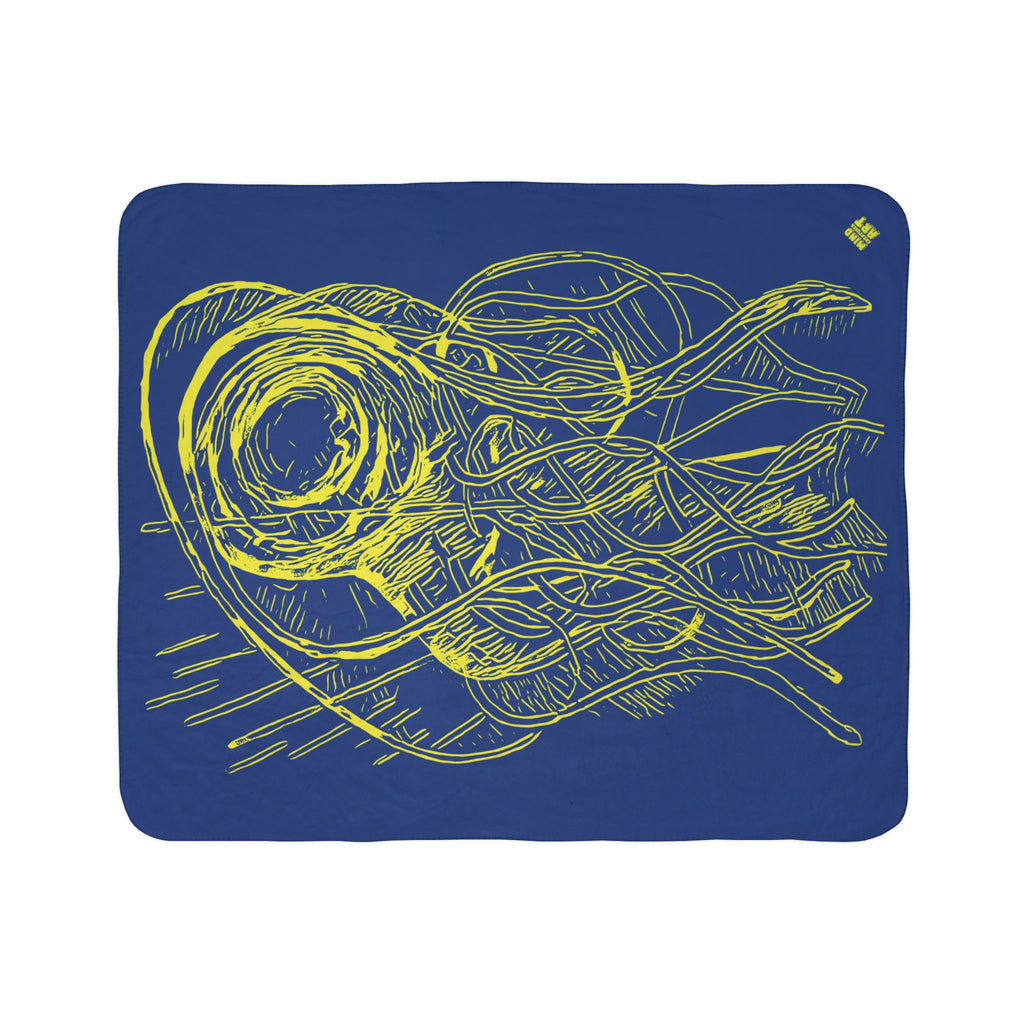 Copy of Jelly Jam (Yellow, Black Background) Fleece Sherpa Blanket