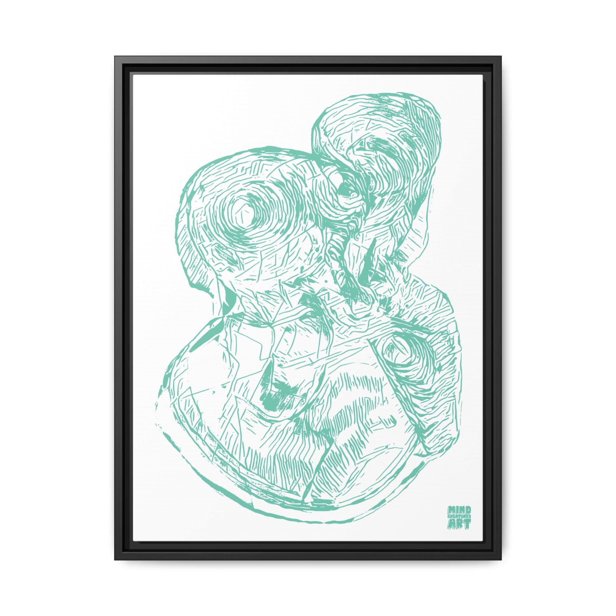 Curiosity (Teal, White Background) Matte Canvas, Framed