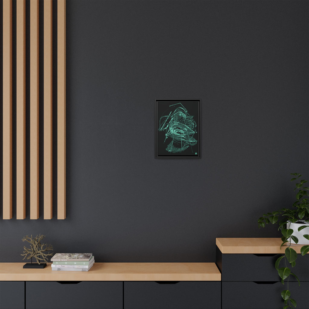 Dive Reflex (Teal, Black Background) Matte Canvas, Framed